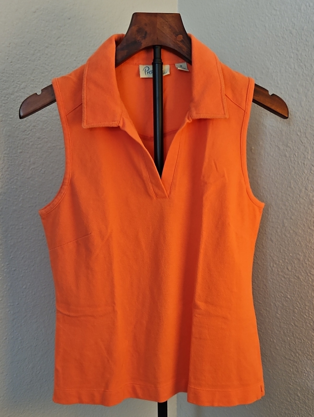 VTG Preview International Orange Sleeveless Polo V-Neck Top Size M
